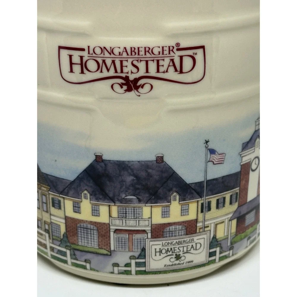 VTG Longaberger Homestead Canister Cream Pottery Wood Lid Farmhouse Kitchen